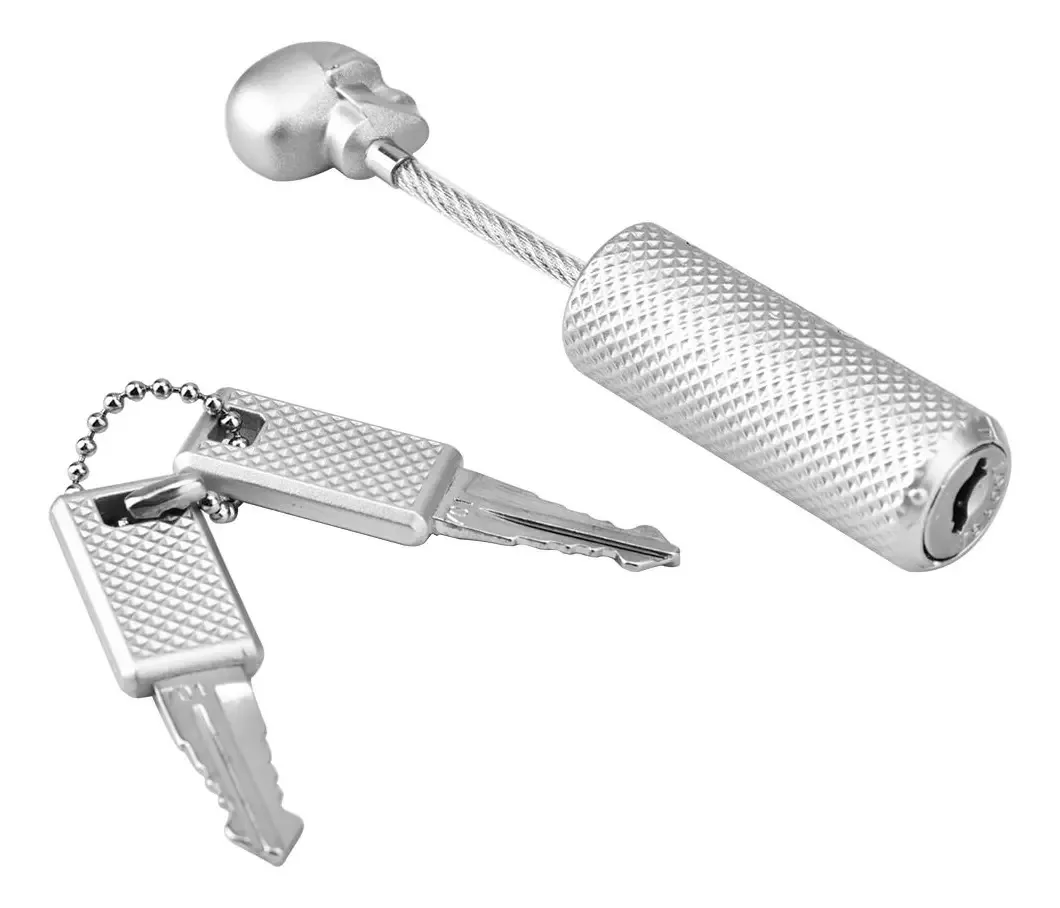 Skull Lock com senha para mochilas prateadas
