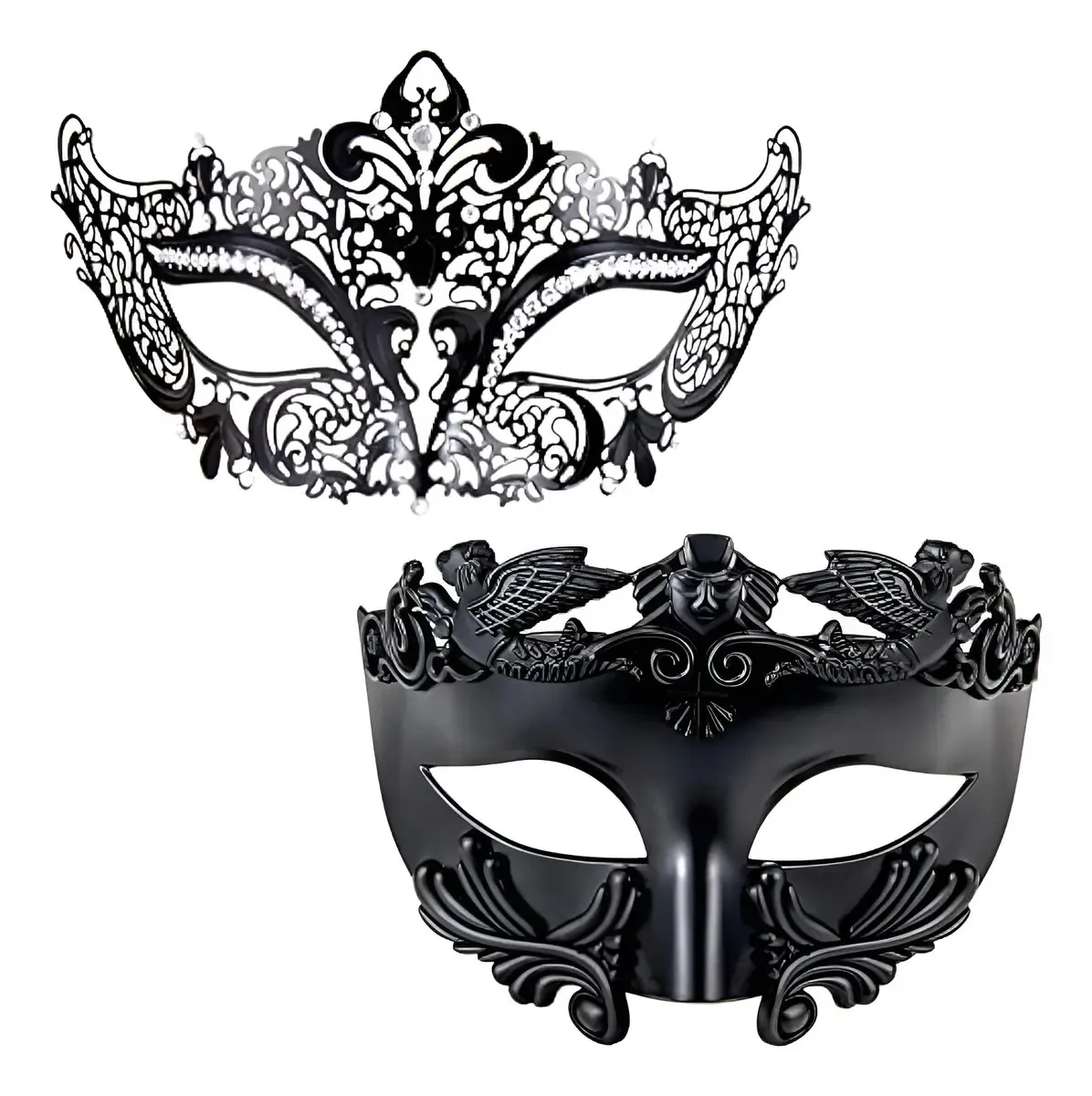 Máscaras De Casal Para Baile De Mardi Gras Cor Negro