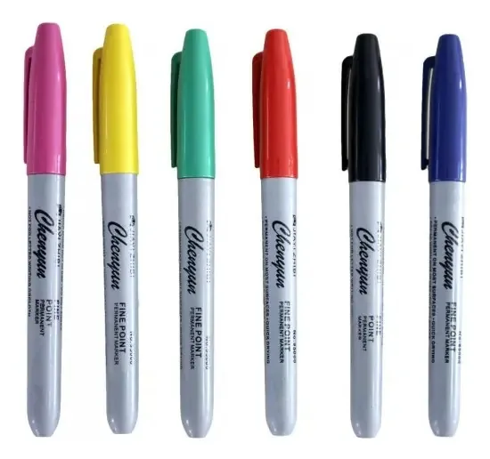 6 cores de marcadores permanentes Plumon Sharpie