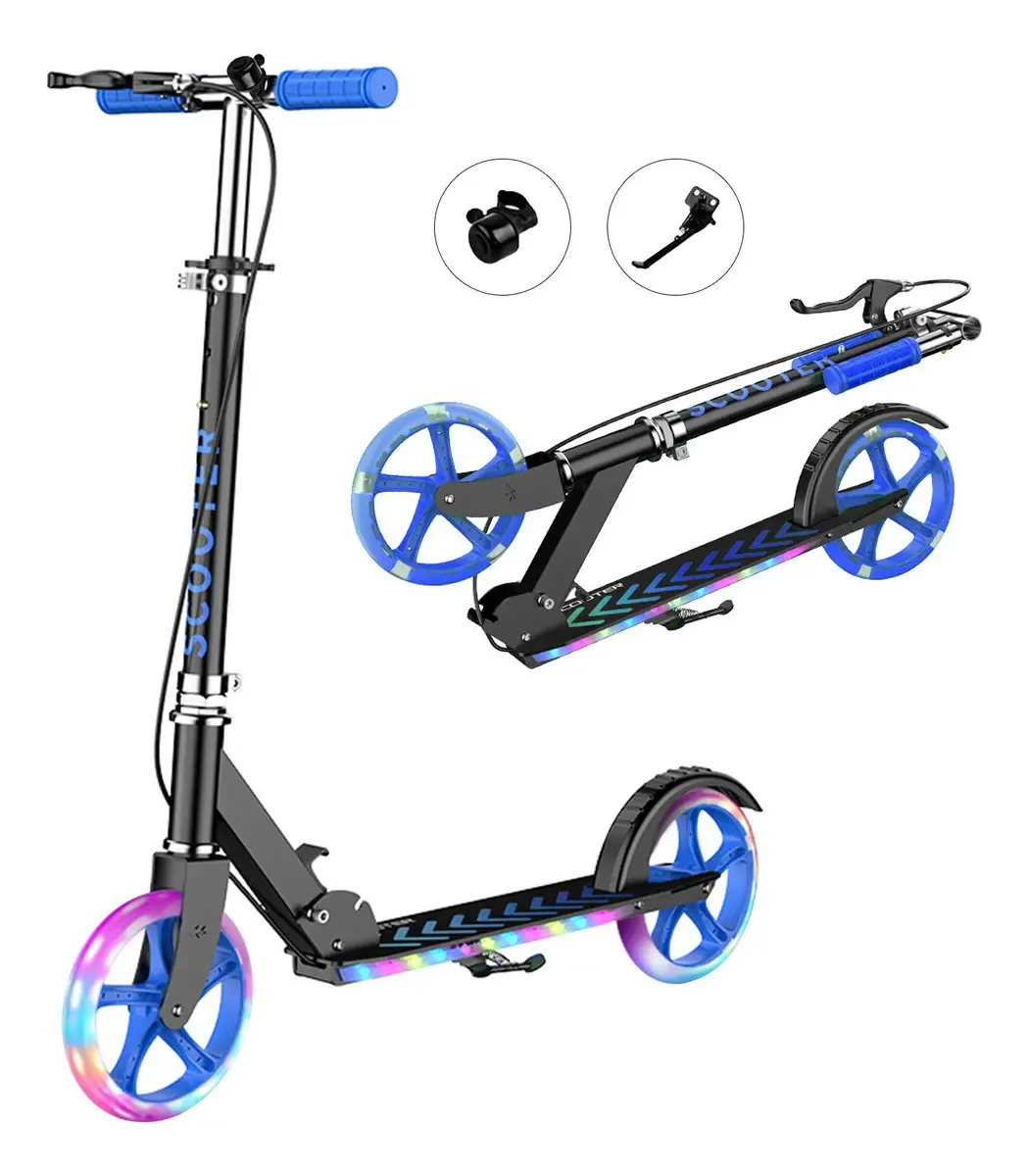 Scooter LED dobrável Patin Diablo para crianças e adultos urbanos, azul escuro
