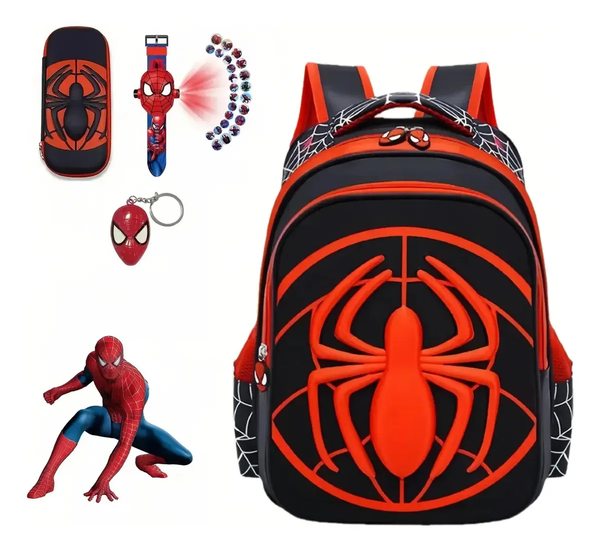 Mochila Vidaverde® spiderman, conjunto de mochilas escolares para crianças e estudantes