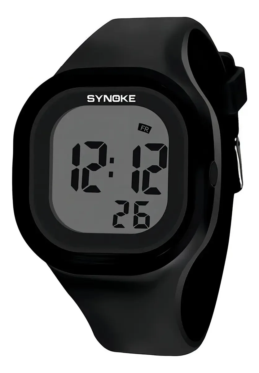 Relógios eletrônicos luminosos Synoke LED Simple Black Strap