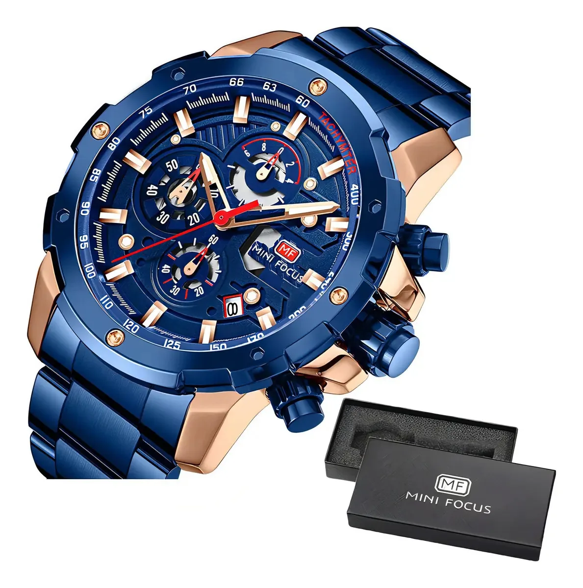 Relógios luminosos com cronógrafo Mini Focus Calendar Blue Strap