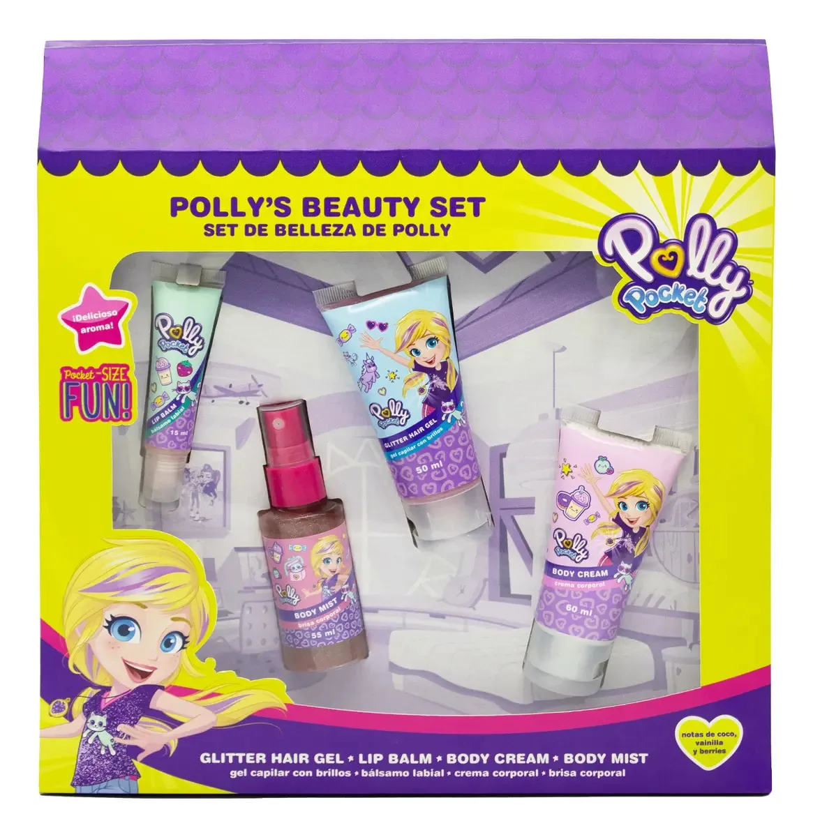 Conjunto de beleza feminina Polly Pocket de 4 peças