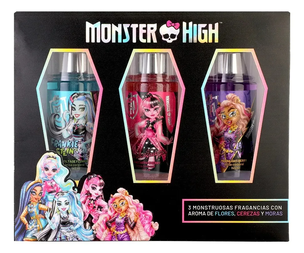 Conjunto de fragrâncias para meninas Monster High Bioscents de 3 peças