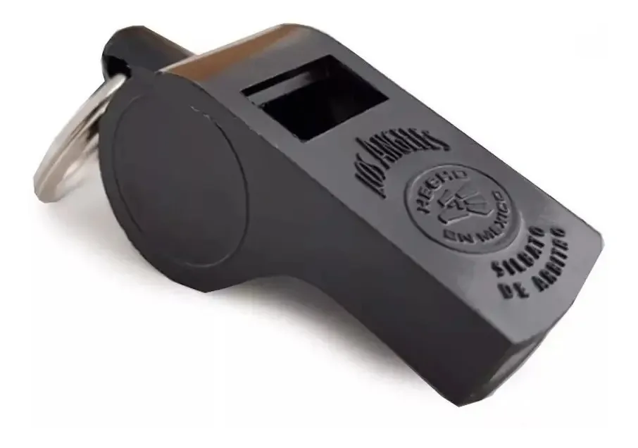 Apito de árbitro de plástico preto certificado, pequeno