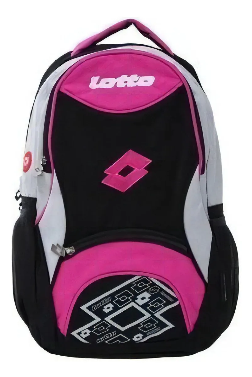 Mochila têxtil preta e fúcsia Lotto