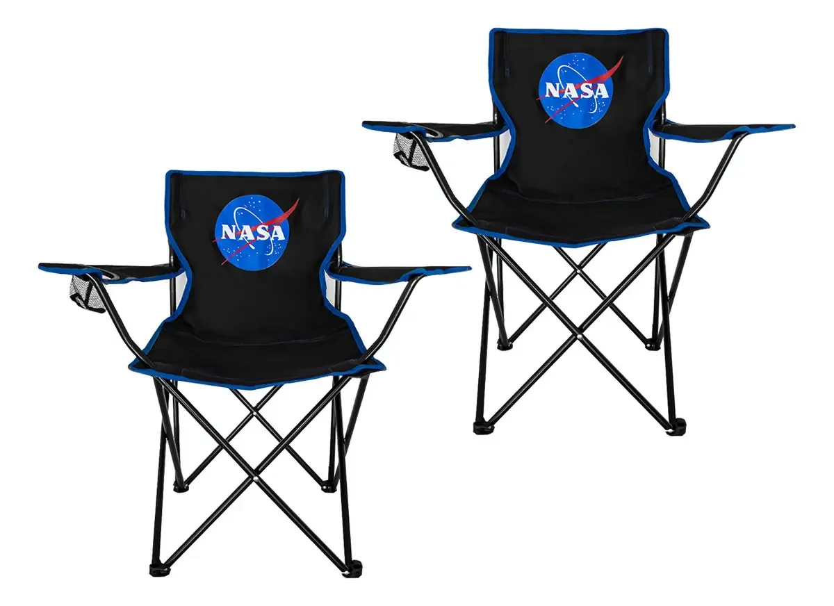 Conjunto de 2 cadeiras dobráveis da marca Nasa 100% preta, cor 224145