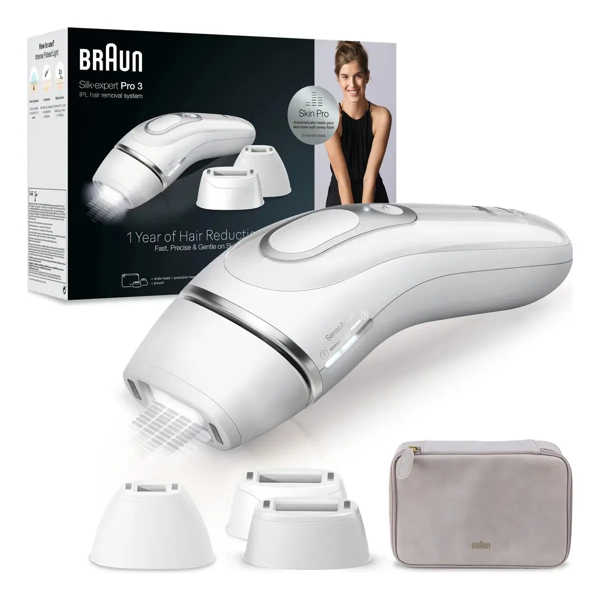 Depiladora Braun Ipl Silk-expert Pro 3 - Depilação a laser branca - prata