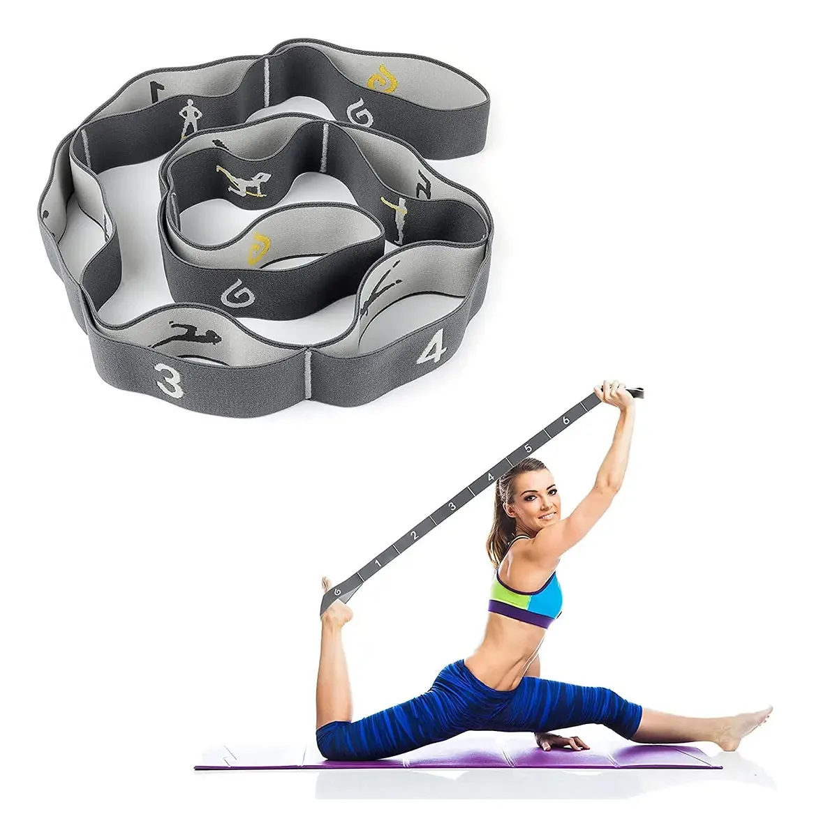 Faixas Elásticas de Resistência para Yoga e Fitness Cinza