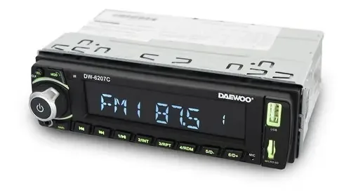 Estéreo de carro Daewoo DW-6207c capa fixa preta Bt Usb Aux