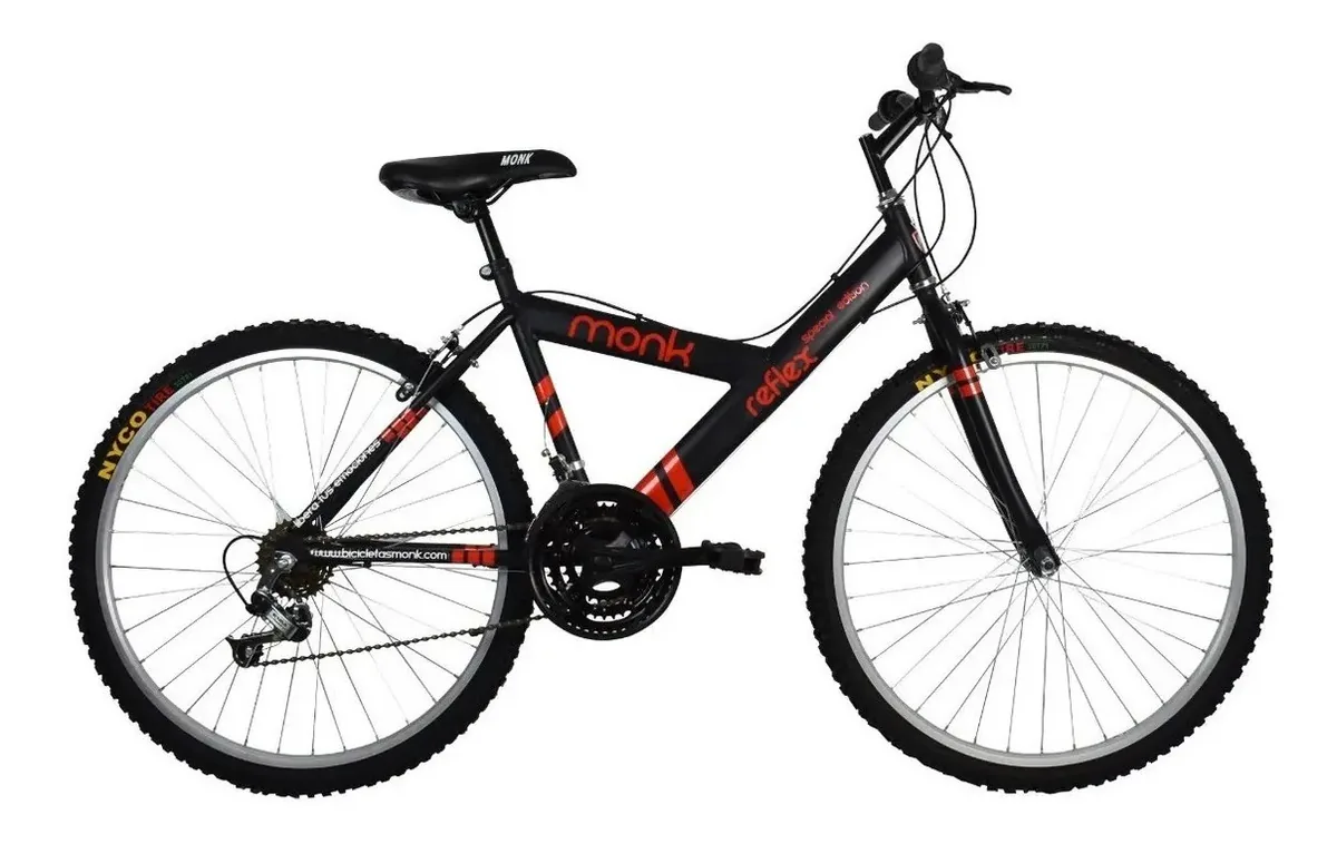 Mountain bike Monk Starbike Reflex 2020 R26 18v freios v-freios cor preto/vermelho