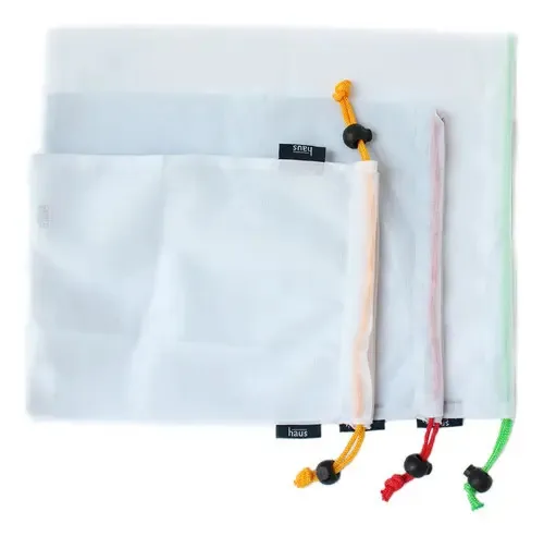 Pacote de 4 sacolas de compras para frutas e vegetais Haus Color White