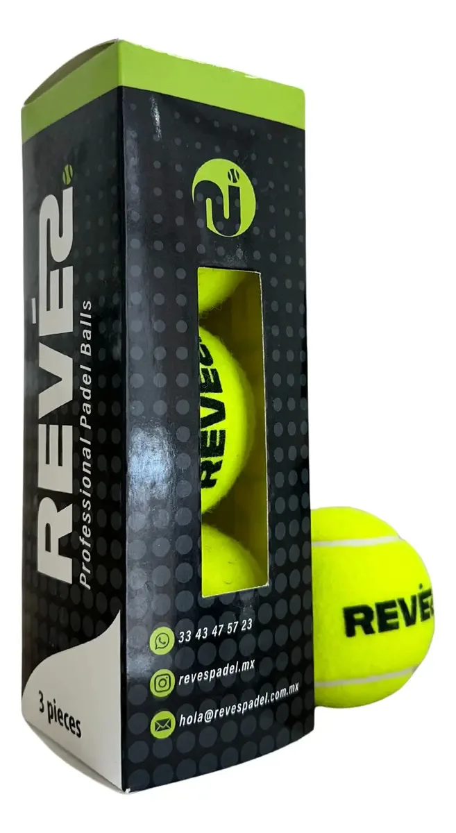 Bolas de padel profissionais Reves, 3 peças, bolas de padel verdes