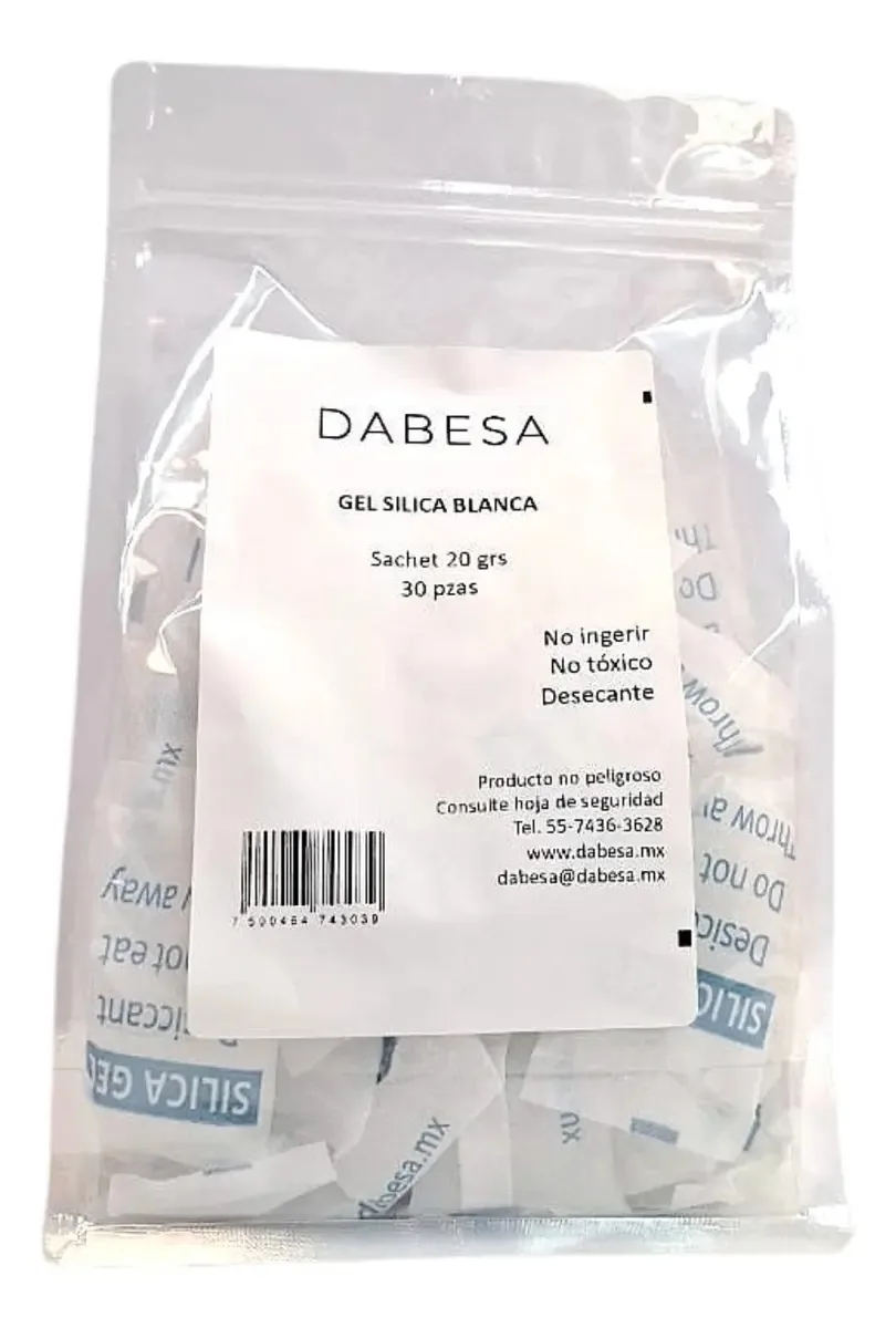 Gel de sílica · 30 saquetas de 20g · Para hidratação