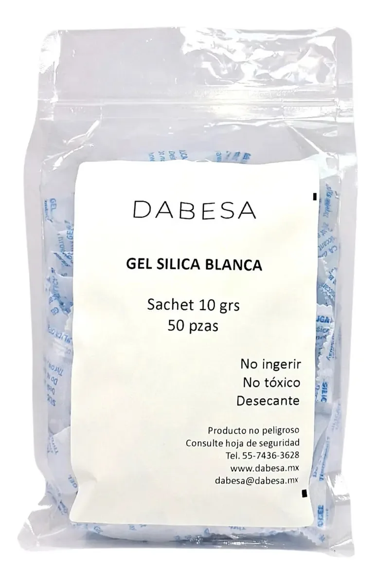 Gel de sílica · 50 saquetas de 10g · Para hidratação