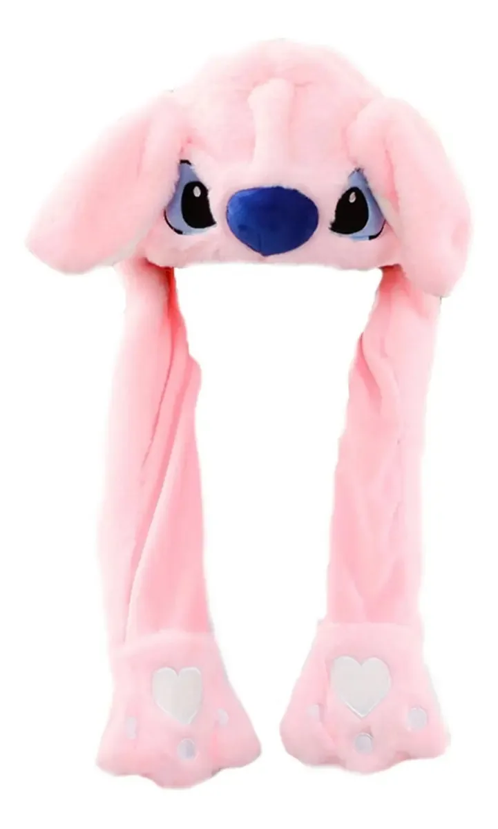 Chapéu Angela & Stich com orelhas móveis/luz LED+cor rosa