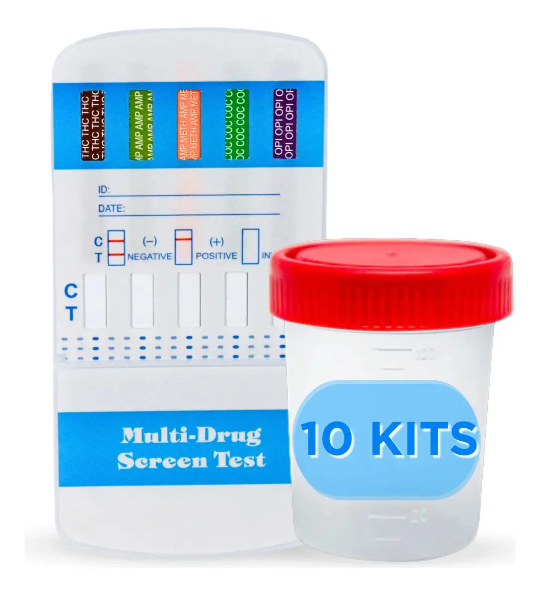 Painel antidopagem Cles Care® de 5 parâmetros, 10 testes e copos
