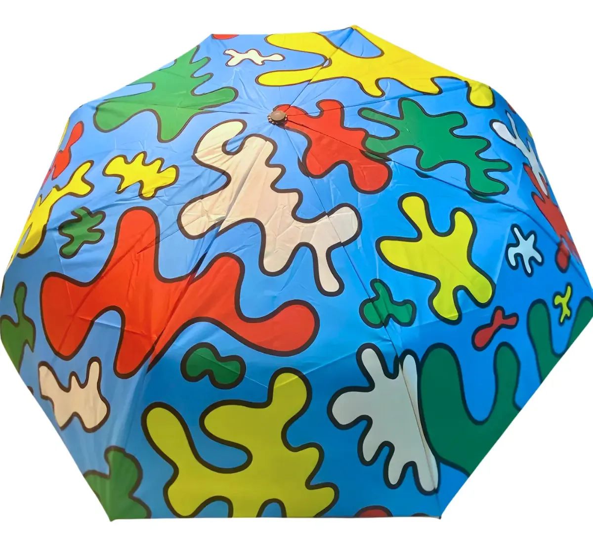 Guarda-chuva semiautomático azul portátil Colorful Splash