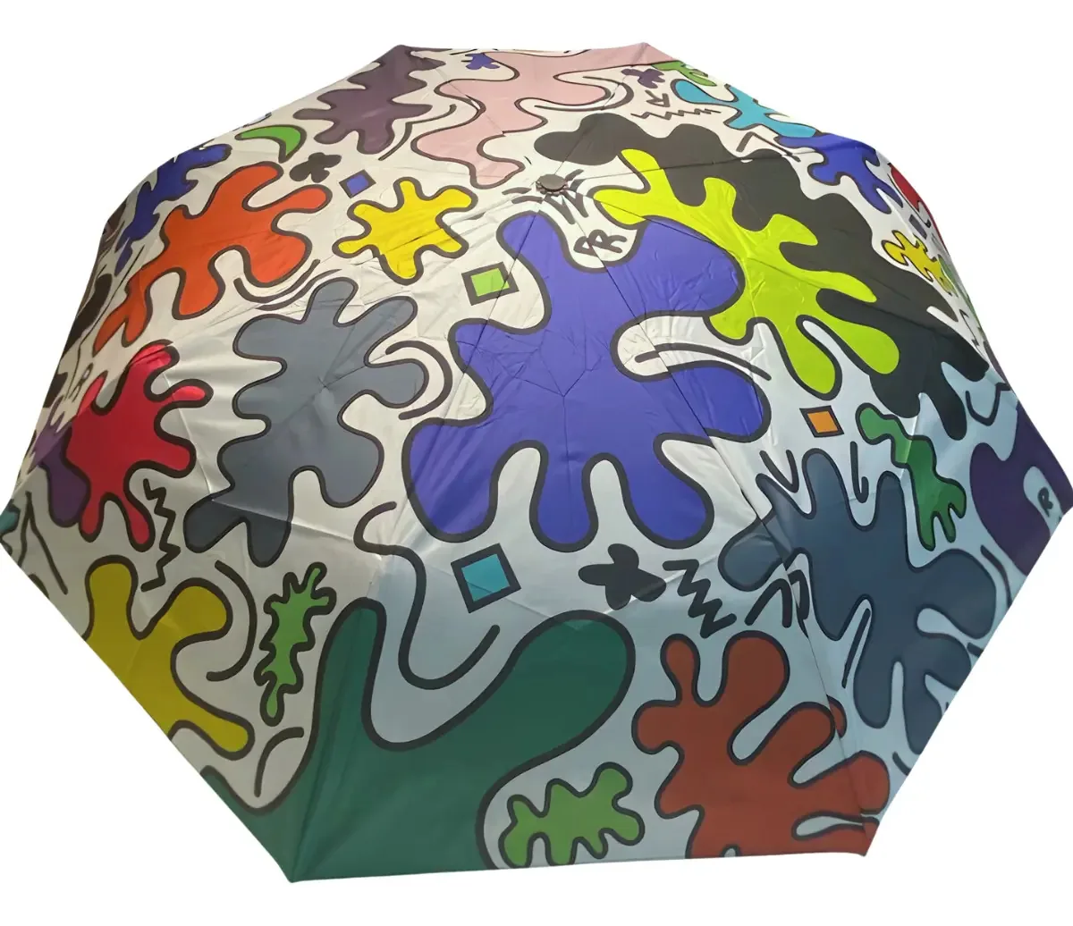 Guarda-chuva semiautomático branco portátil Colorful Splash