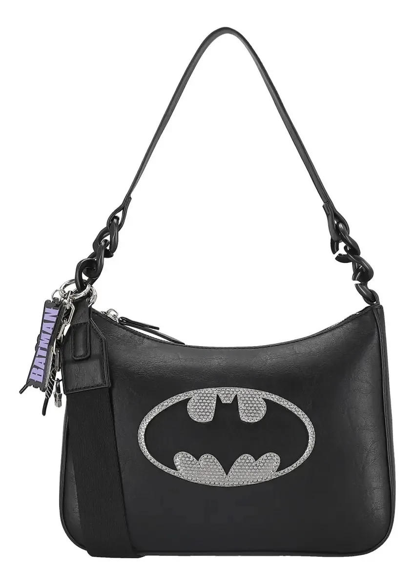 Sacola Batman W Capsule para mulheres com design gráfico de tecido preto Hbitachi2cw