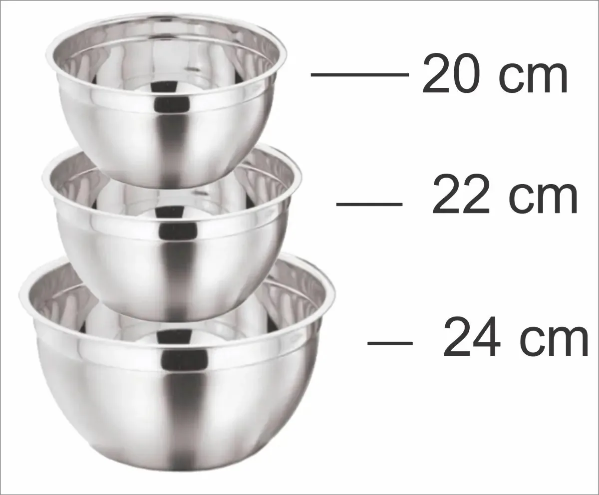 Tigelas de aço inoxidável para cozinha, 3 unidades