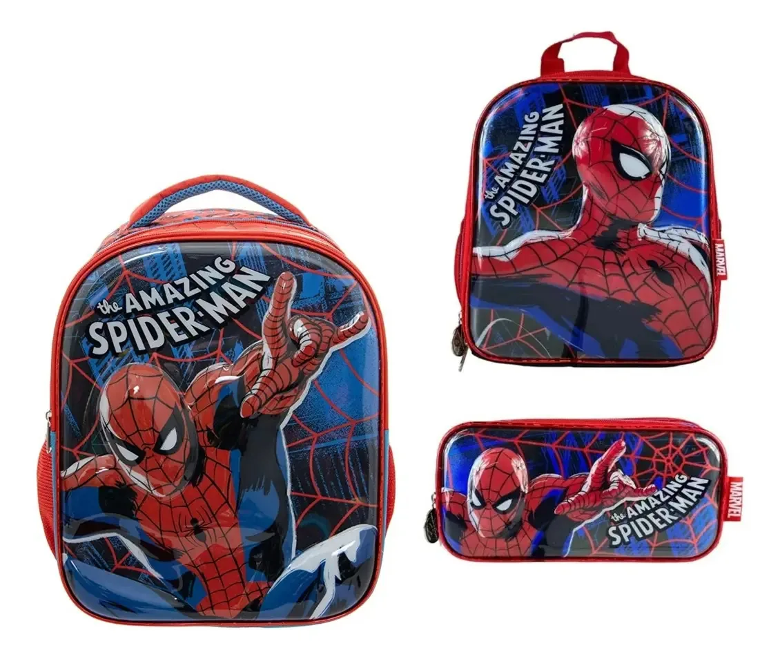 Conjunto de mochilas e canetas masculinas Kinder Ruz Marvel Spiderman Spiderman Spiderman Spiderman 174584 Fled Collection Cor vermelha