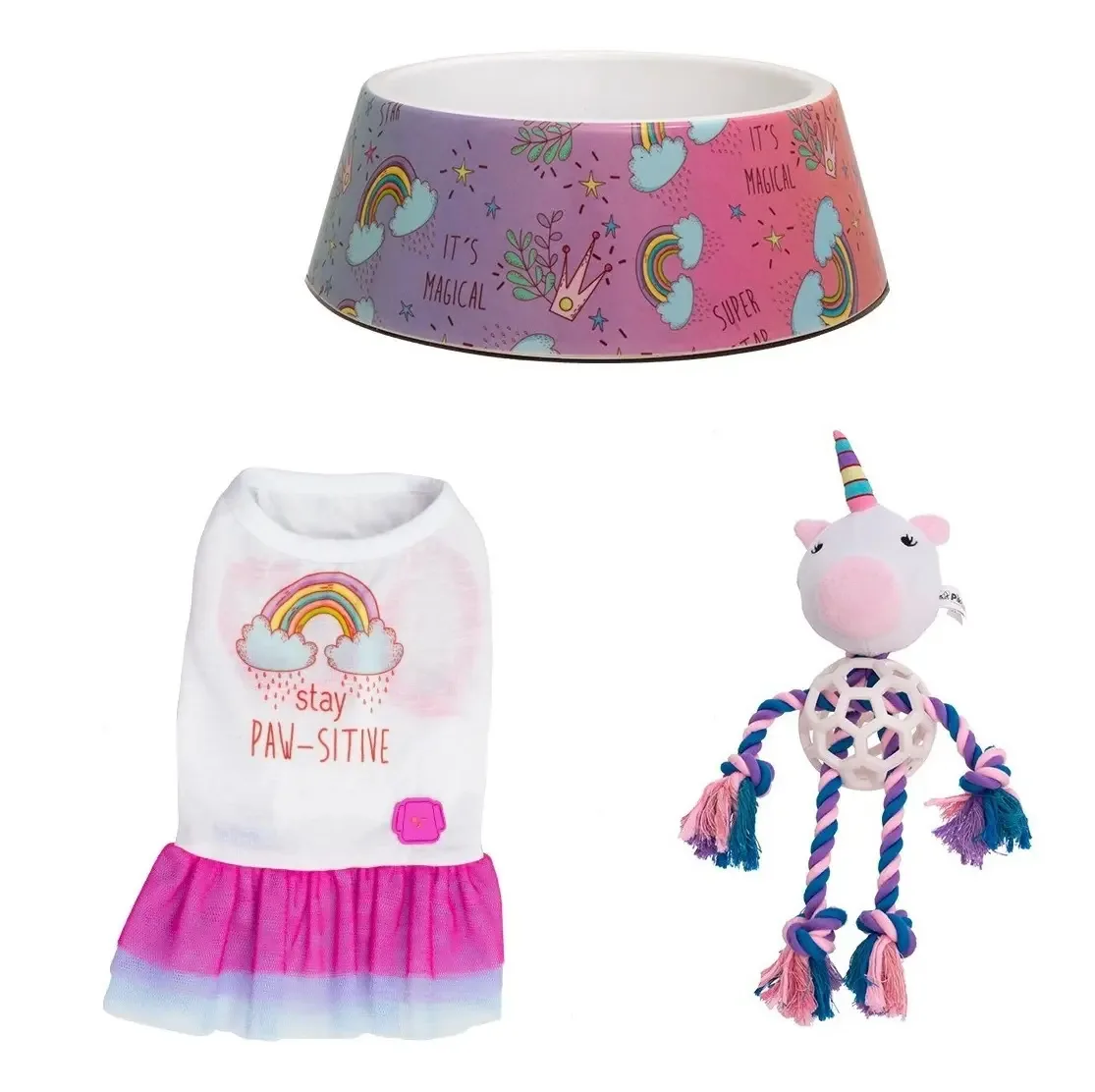 Conjunto de pratos de brinquedo para cães de raça média Pikkys rosa