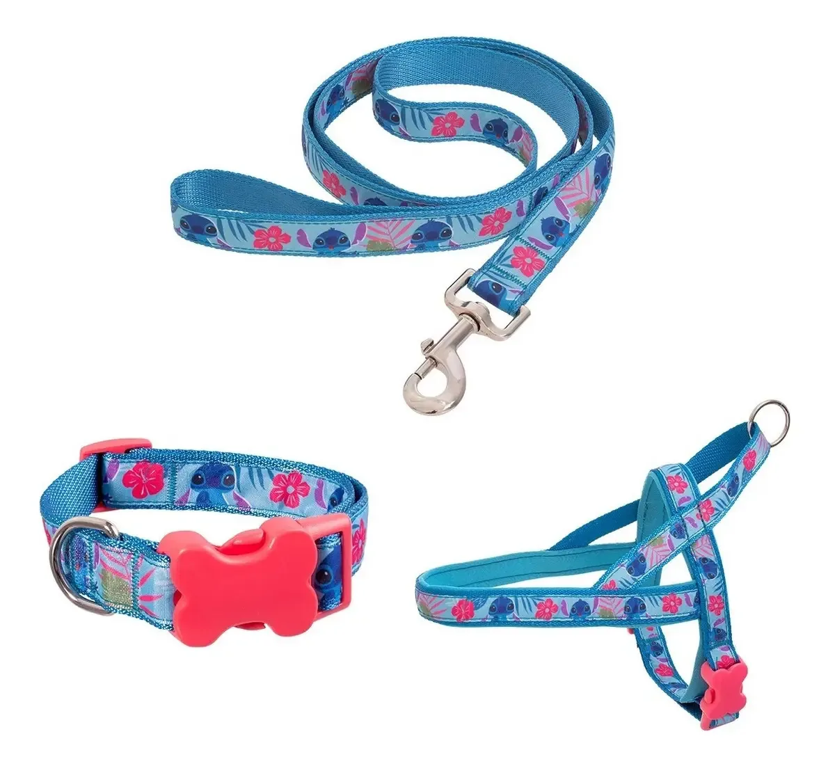 Conjunto de coleiras para cães Disney Lilo And Stitch, cor: coleira azul, tamanho M