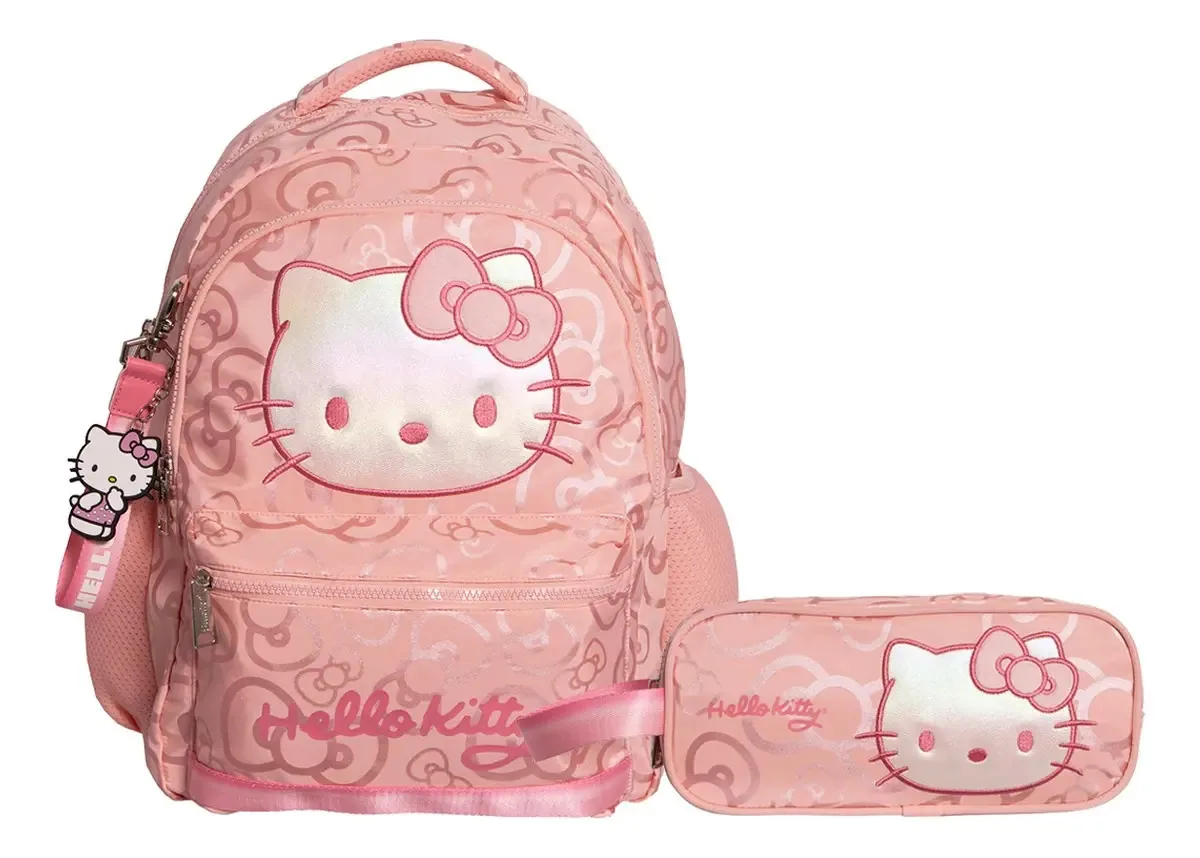 Kit de mochila Hello Kitty, caneta rosa primária