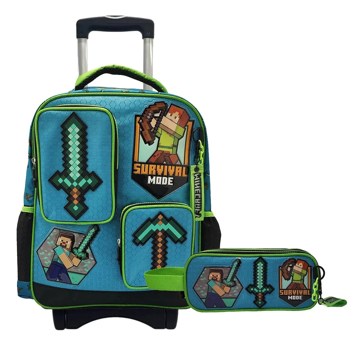Kit de mochila Minecraft: caneta primária, azul, azul