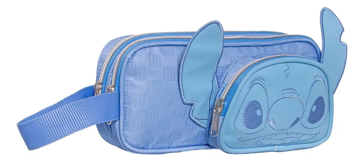Caneta tripla bordada Ruz-Disney Stitch com orelhas azuis