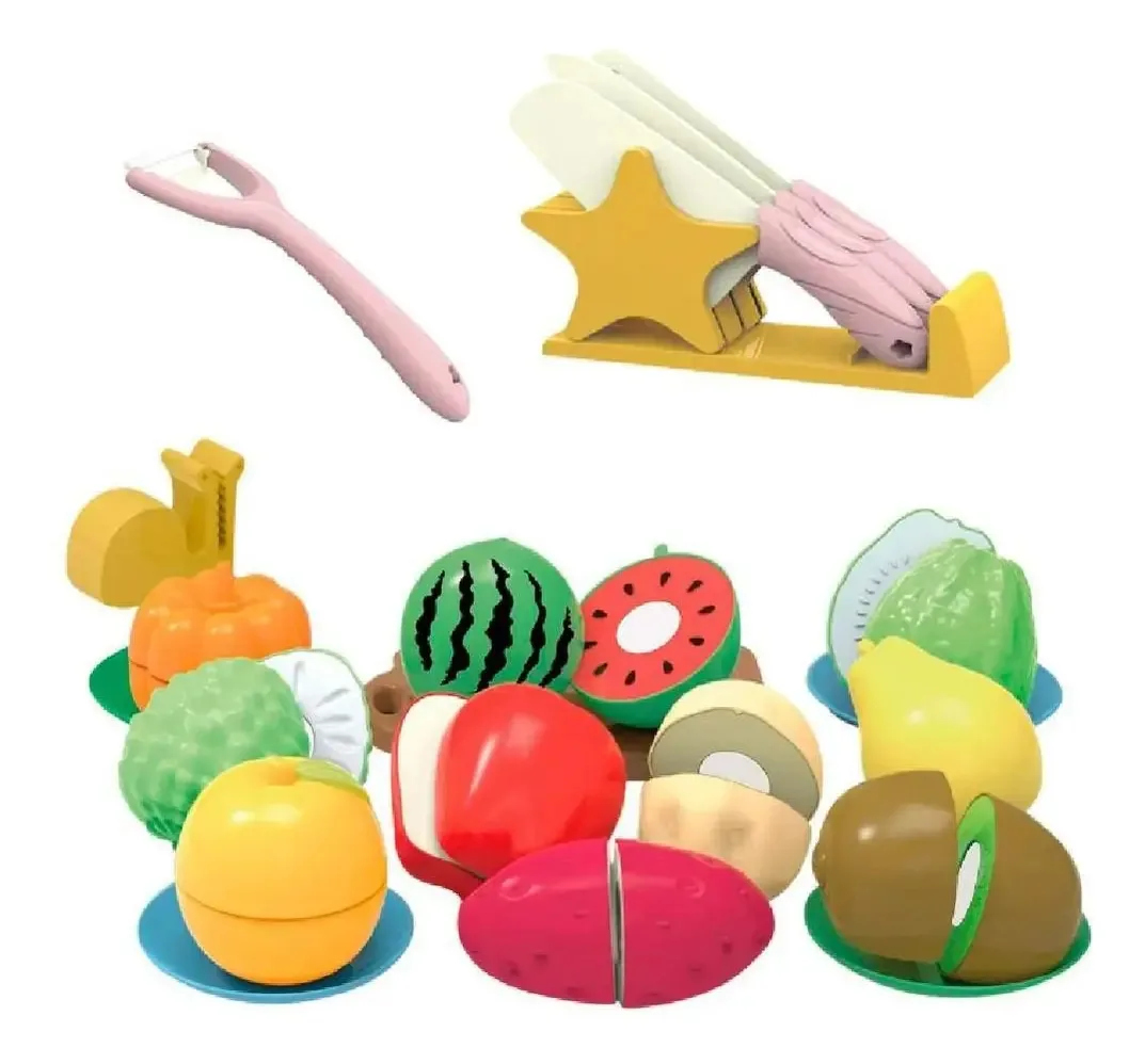 Kit de corte de frutas e vegetais para brinquedos de cozinha Montessori