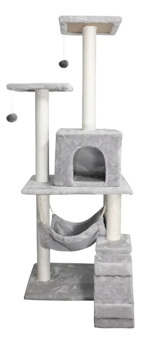 Mobiliário doméstico Cat Scraper Tower Pole Hammock de vários níveis, cor cinza