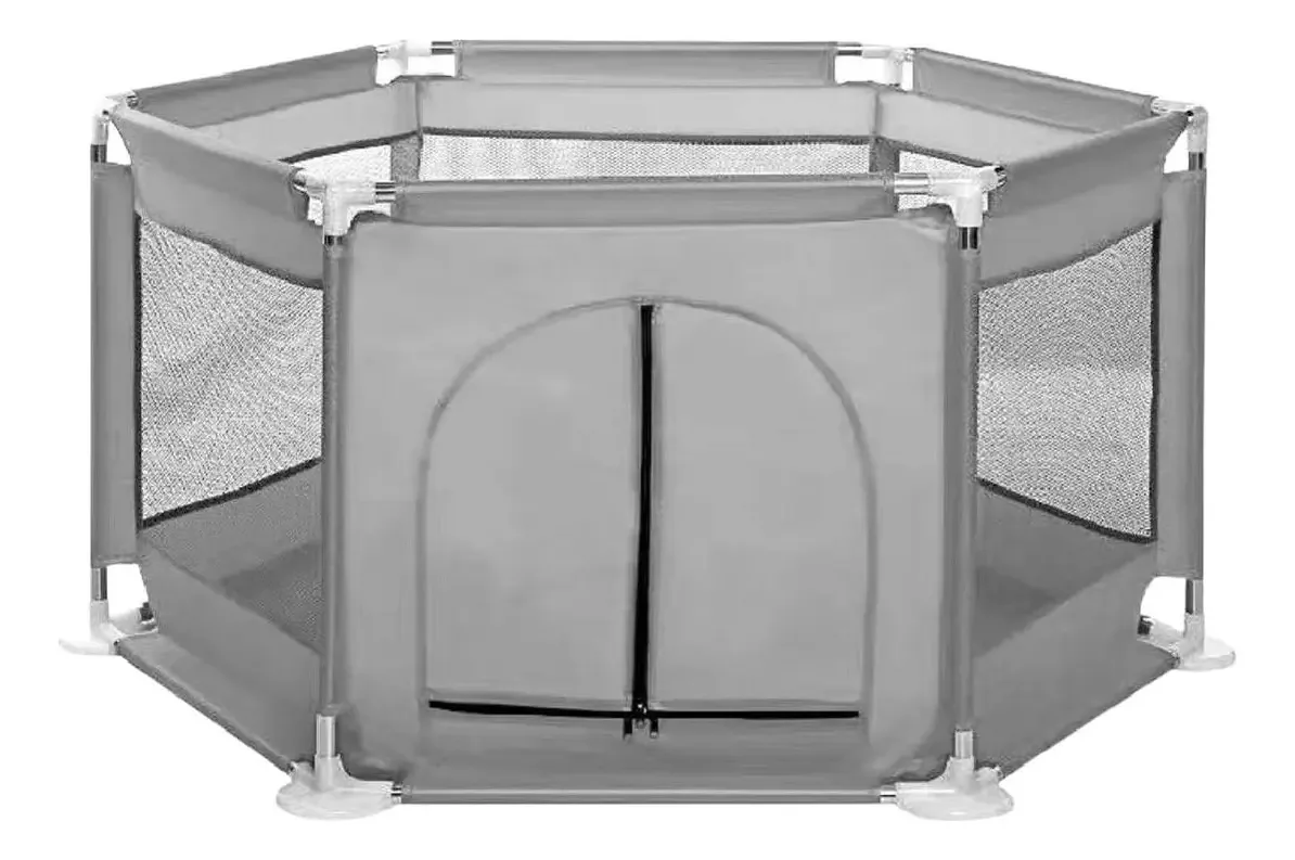 Cercadinho dobrável portátil hexagonal para bebês cinza claro