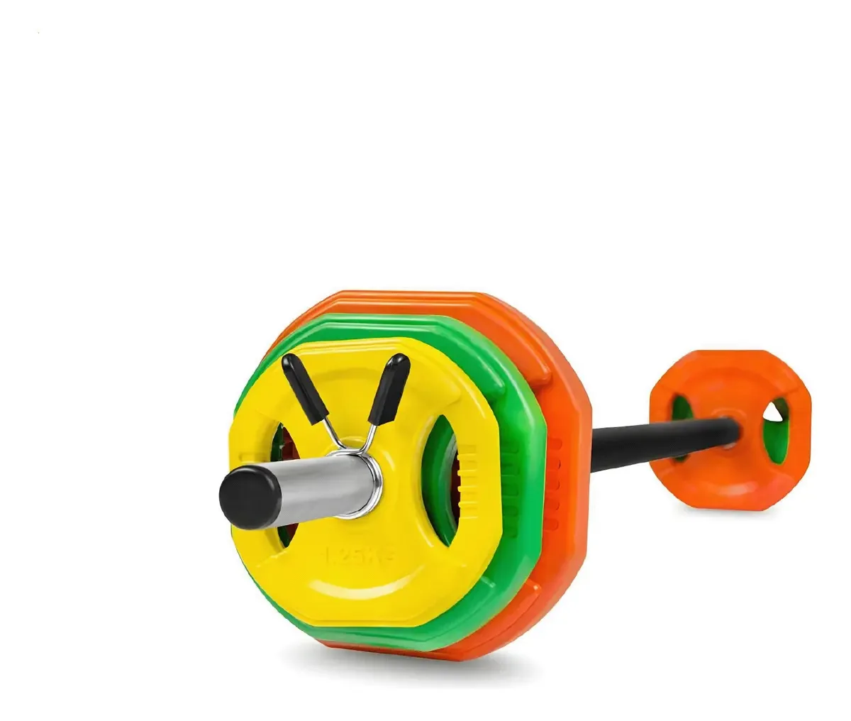 Conjunto de halteres armáveis de barra reta com discos de 20 kg, cor de ginástica, multicoloridos