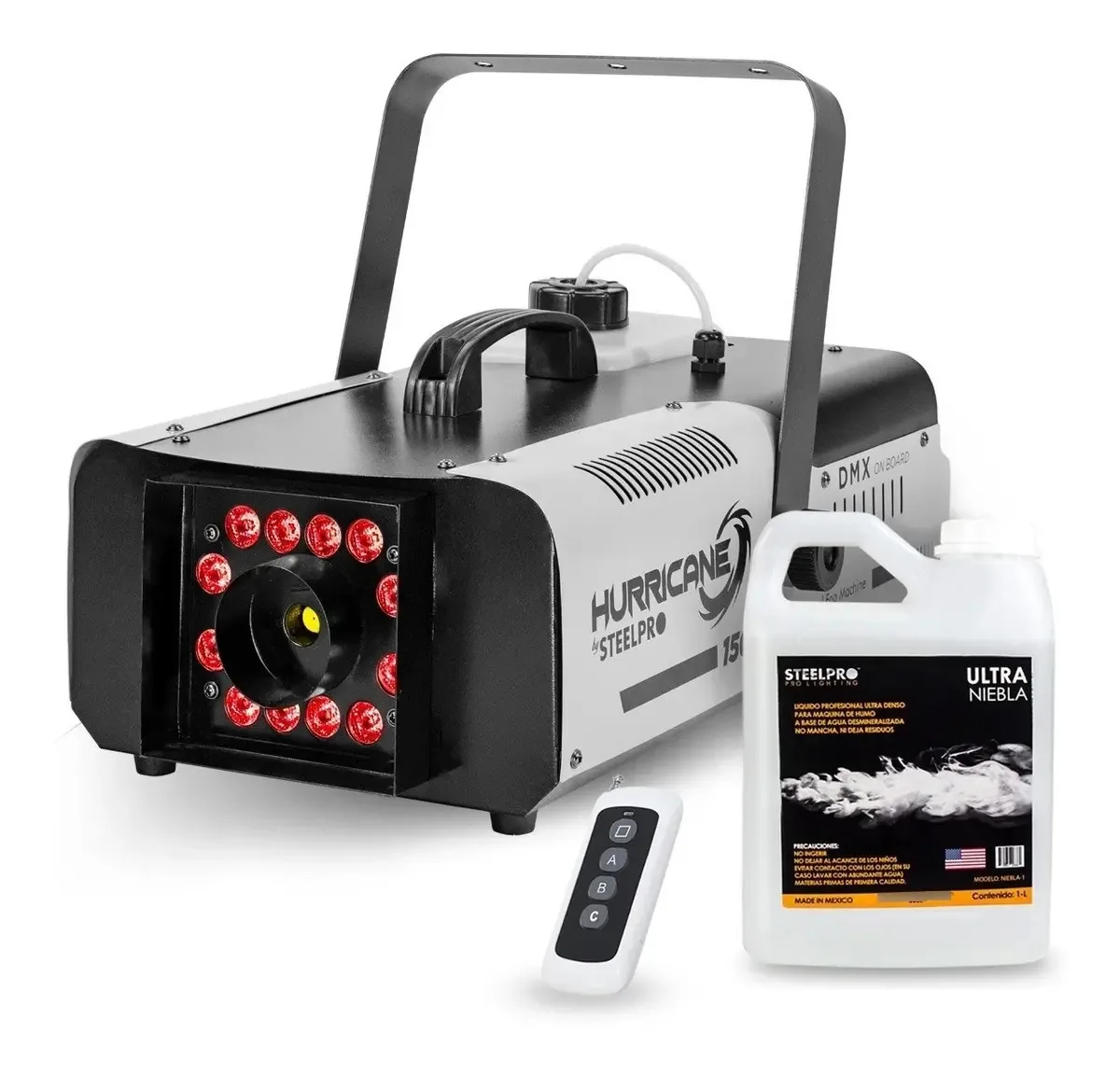 Máquina de fumaça DMX 1500w + 1 litro de líquido de fumaça - Steelpro Color Grey/Black