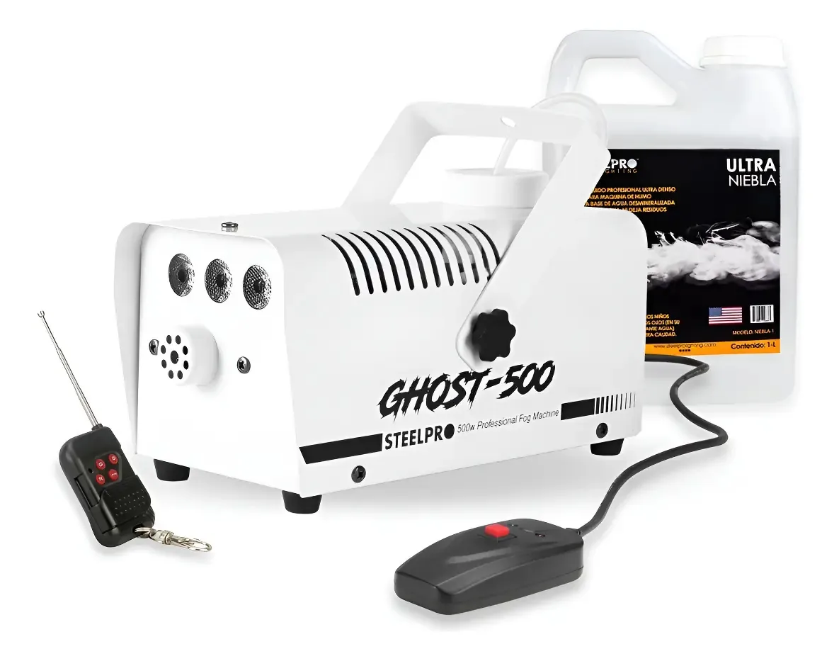 Máquina de fumaça Steelpro 500w + 1 litro Ultra Fog Liquid Color White