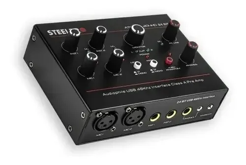 Interface de áudio USB portátil profissional 2 XLR Steelpro
