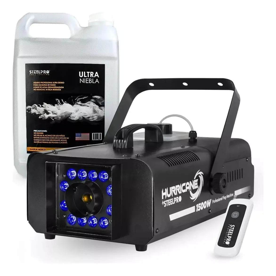 Máquina de fumaça de 1500 w+1 galão de fumaça líquida - Steelpro Color Black