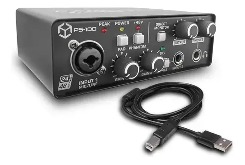 Interface de áudio USB portátil Steel Pro de 24 bits/48 kHz, cor preta
