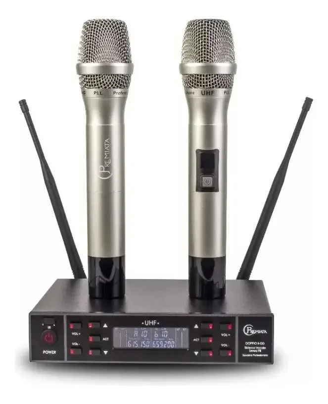 Microfones multicanais profissionais Premiata Gold Color Double Il UHF