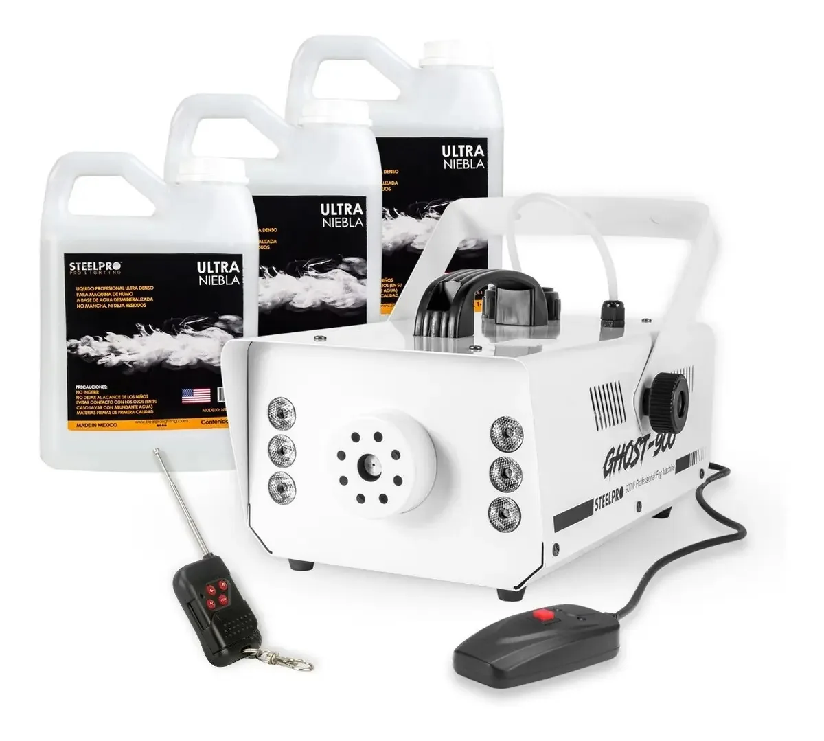 Máquina de fumaça Ultra Fog Steelpro 900w + 3 litros, cor branca