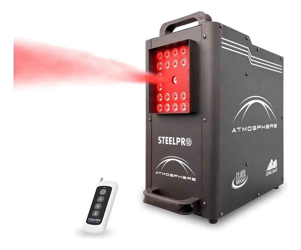 Máquina de fumaça Atmosphere 1500w Rgb Vertical Dmx Steelpro, cor preta