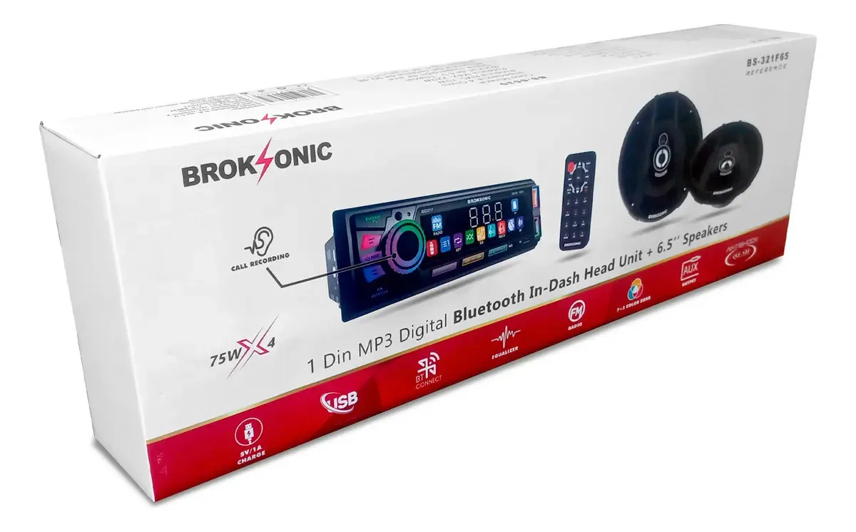 Alto-falantes Bluetooth de 3 vias Autostereo 6.5 Broksonic BS-321f65