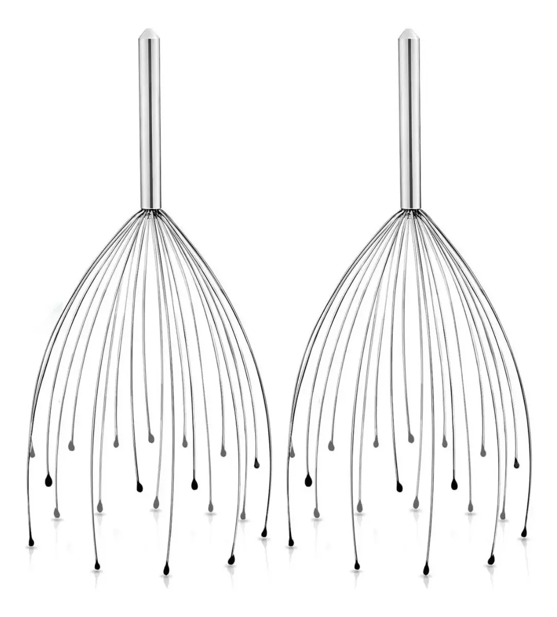 Conjunto Triko de 2 massageadores anti-stress para cabeça e cabelo, cor prateada