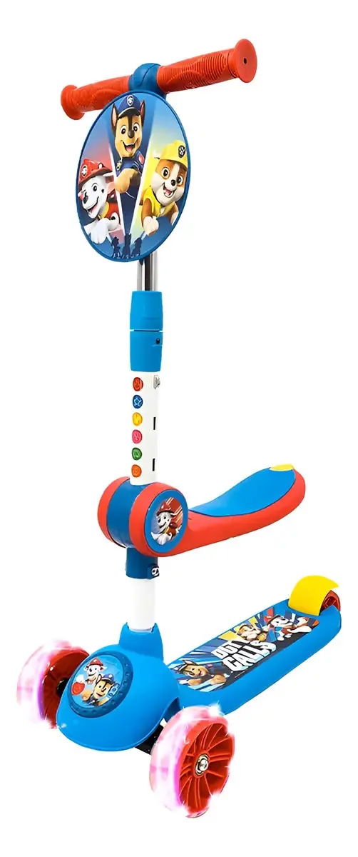 Scooter Patin 2 em 1 Apache Lights Paw Patrol removível preta