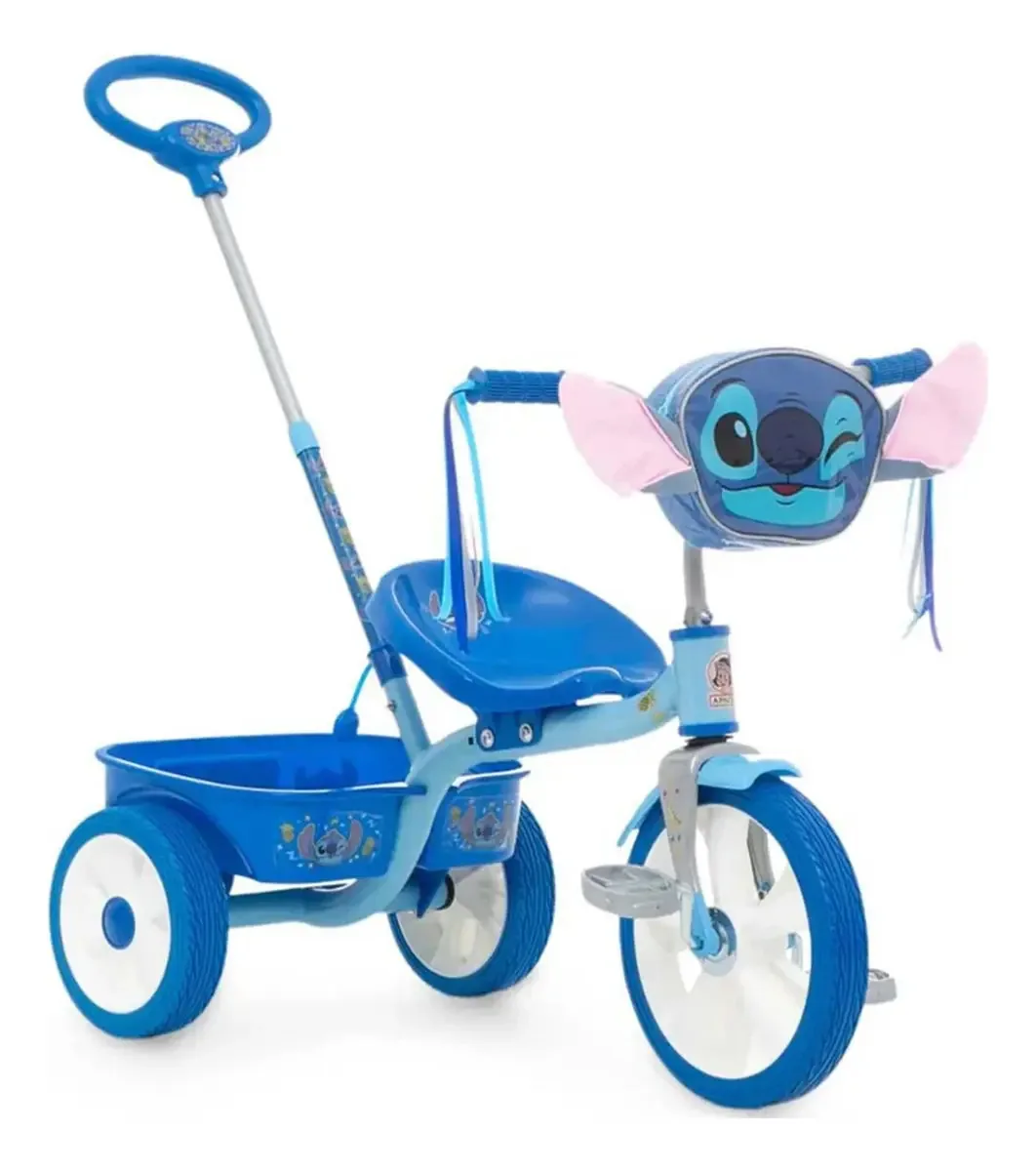 Baú Patin Tricycle Push Bar com bolsa preta Stich Apache