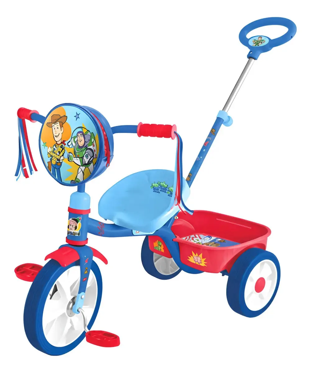 Baú Patin Tricycle Push Bar com bolsa preta Toy Story