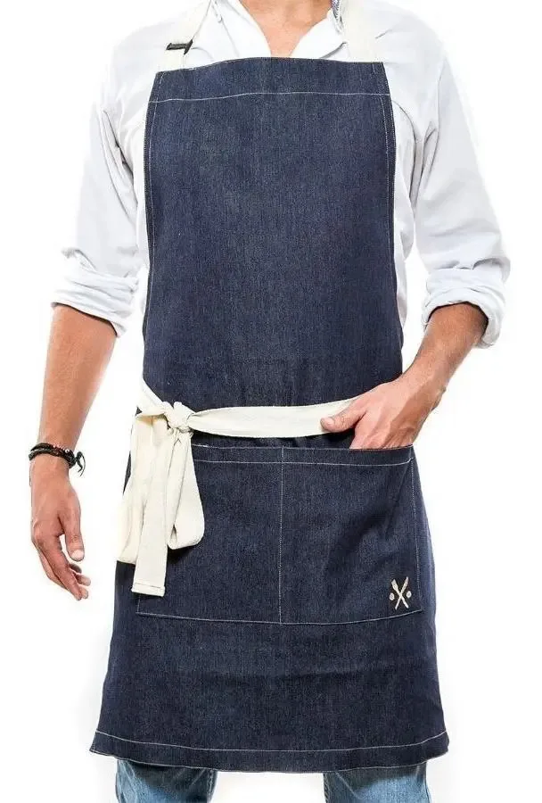 Pacote com 5 aventais jeans premium Pesani Barrillero, cor azul